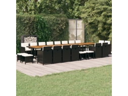 Conjunto 21 Peças Jantar P/ Jardim C/ Almofadões Vime Pe Preto Dkd Home Decor