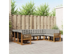 Vidaxl Conjunto De Sofás Para Exterior 9 Unid. Cinza Natural E Claro