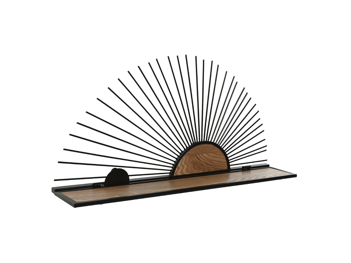 Estantes HOME ESPRIT Preto Natural Metal Madeira MDF 58 x 10,5 x 28 cm De parede