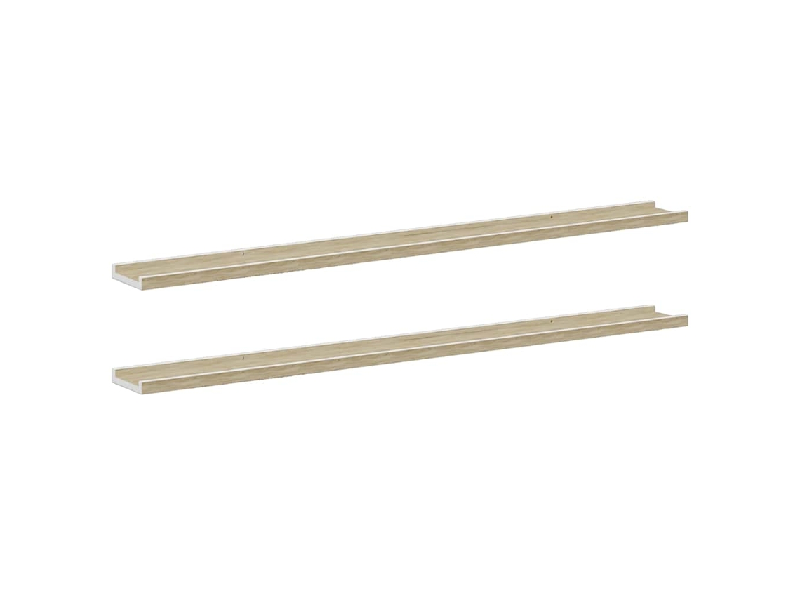 Prateleiras de parede 2 peças 115x9x3 cm Branco e Carvalho Sonoma MAISON EXCLUSIVE