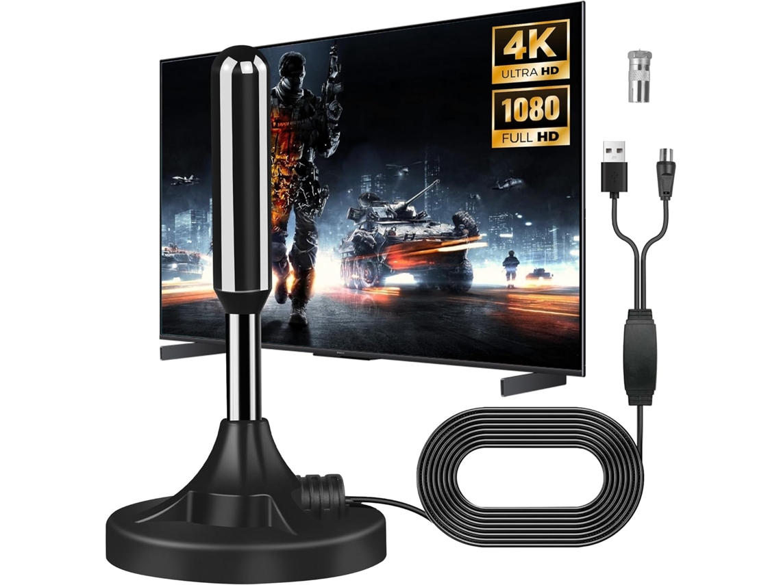 Antena De Tv Interna Potente, Nova Antena Tnt Interna Potente 2025, Antena De Tv Interna Portátil, Cabo Coaxial De 5 M Zeuxo
