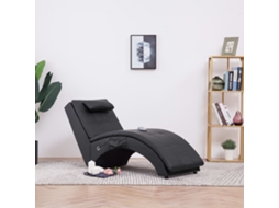 Vidaxl Chaise Longue De Massagem C/ Almofada Couro Artificial Preto