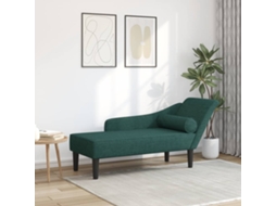 Vidaxl Chaise Lounge Com Almofadões Tecido Verde-escuro