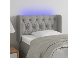 Cabecero con luces LED, tela, 83x16x78/88cm, gris claro