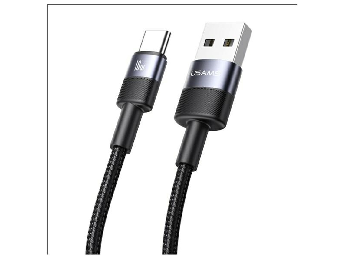 Cabo Usb A Para Usb C 3a Usams Para Celulares E Tablets, Caixa De Alumínio De 1,2 M