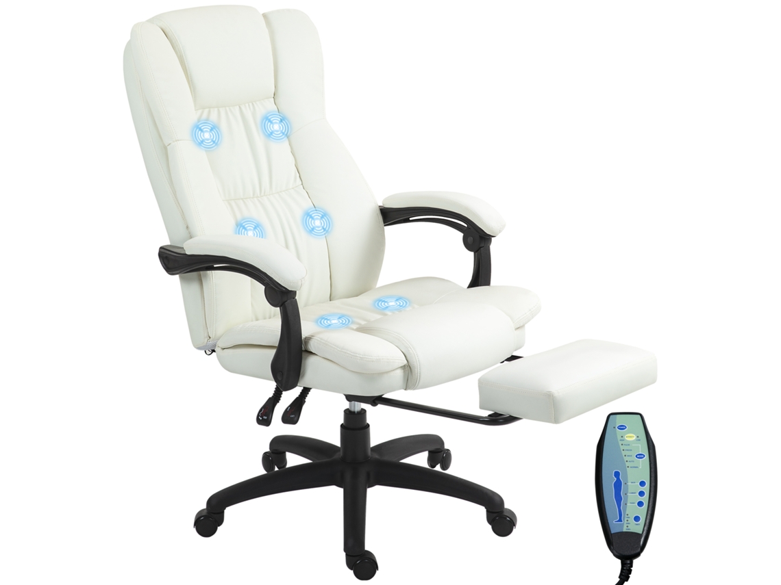Poltrona de Massagem Reclinável com Altura Ajustável, Apoio para os Pés Retrátil e Controle Remoto, 68,5x68,5x113 121 Cm Cream op