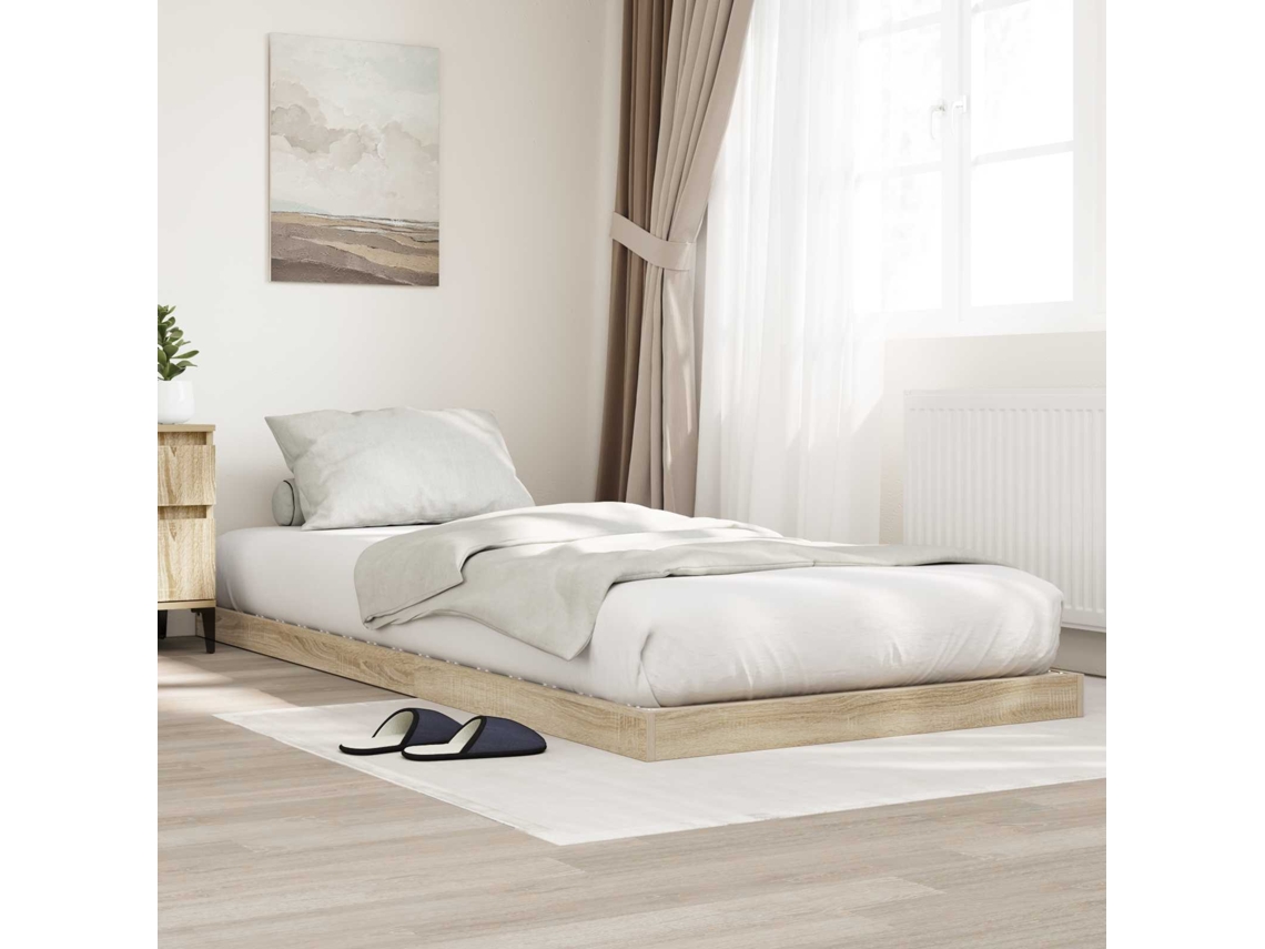 Vidaxl Estrutura De Cama De Chão Sonoma 80 X 200 Cm Madeira Processada