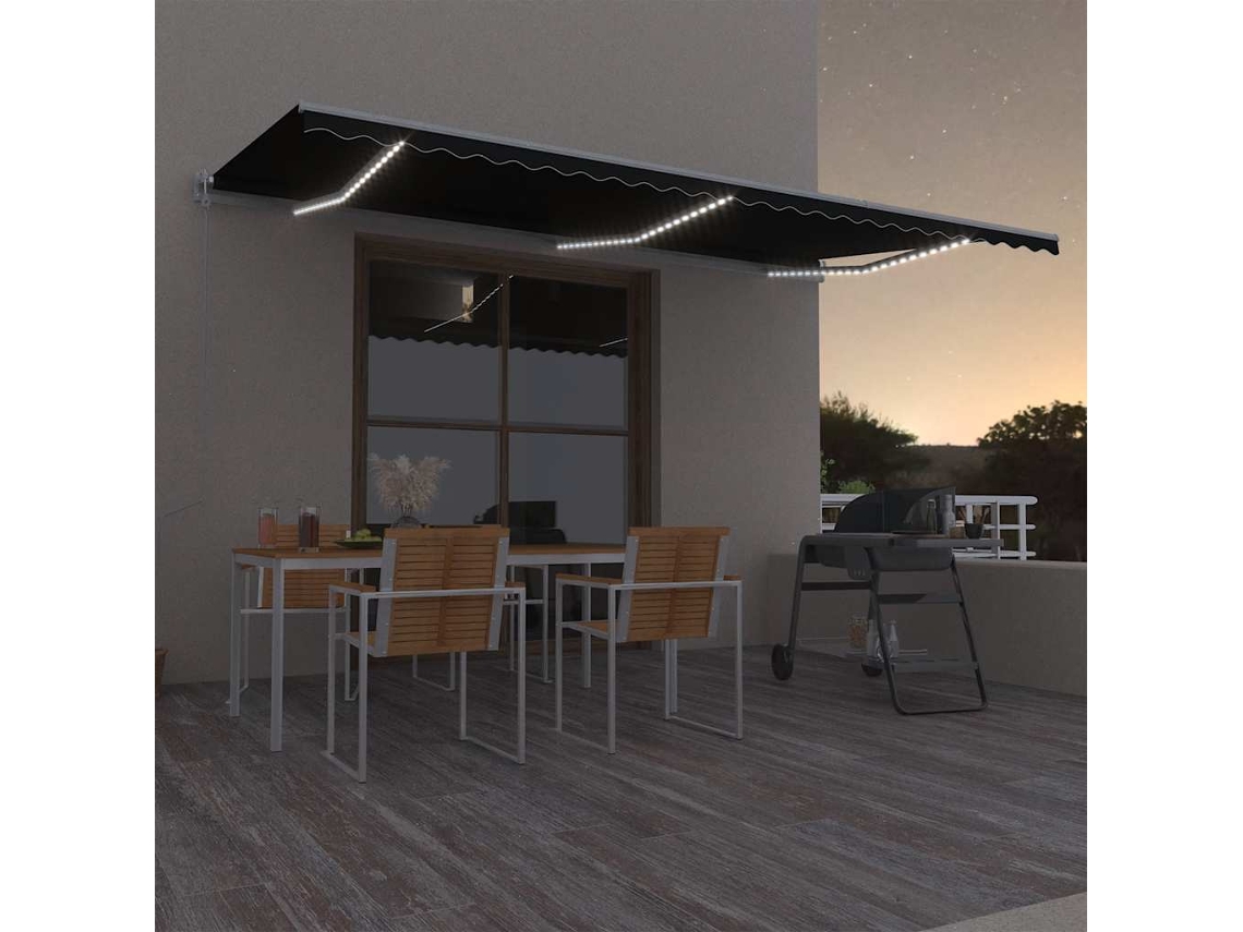 Vidaxl Toldo Automático Com Led E Sensor De Vento 600x300 Cm Antracite