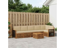 Vidaxl Conjunto De Sofá Sectional Com Almofada 6 Pcs Natural