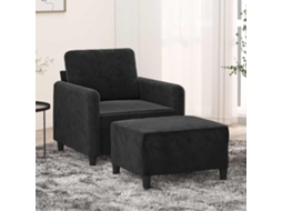 Vidaxl Poltrona Com Apoio De Pés 60 Cm Veludo Preto