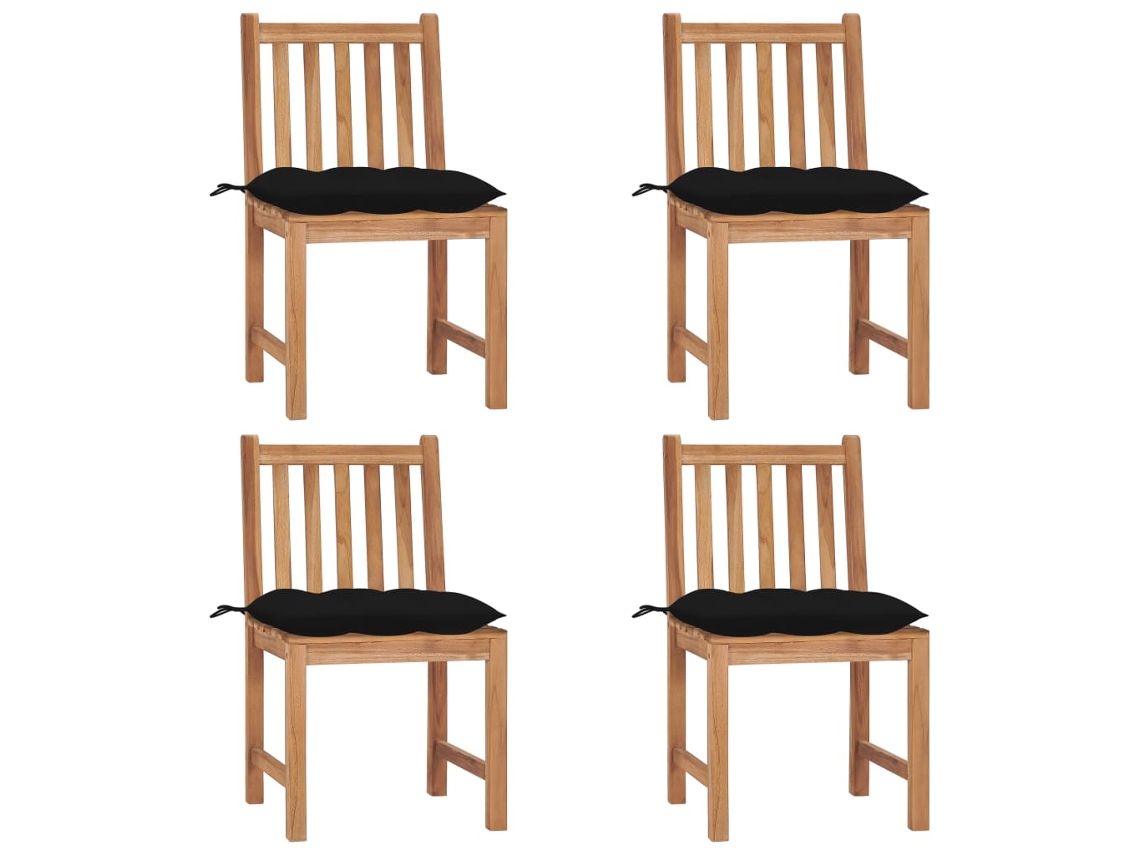 Cadeiras De Jardim C/ Almofadões 4 Pcs Madeira De Teca Maciça Dkd Home Decor