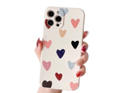Capa para iPhone 14 Pro Max, feminina, cute, silicone macio, 6.7 polegadas, padrão de coração e floral, proteção completa | S/MARCA