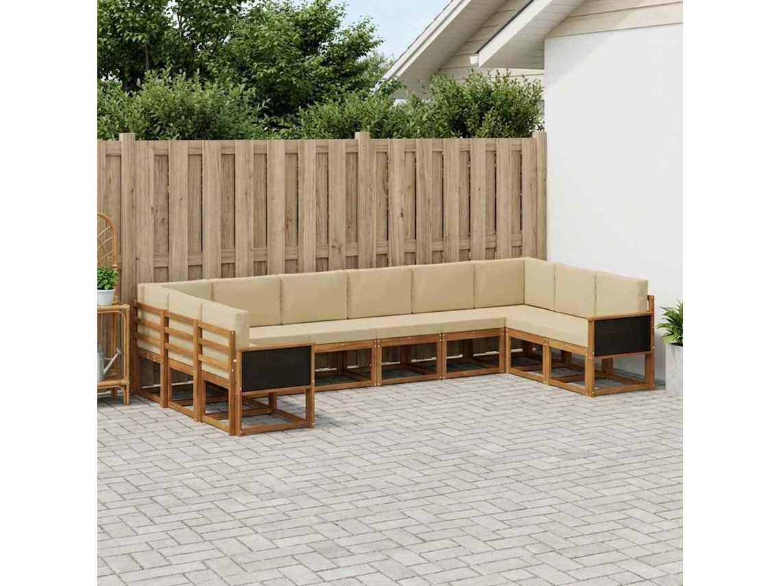 Vidaxl Conjunto De Sofás Para Exterior 10 Unid. Natural E Bege
