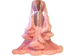 Roupa Sexy De Noche Com Recortes Transparentes E Cinto De Seda Para Festas E Fotos Boudoir Rosa