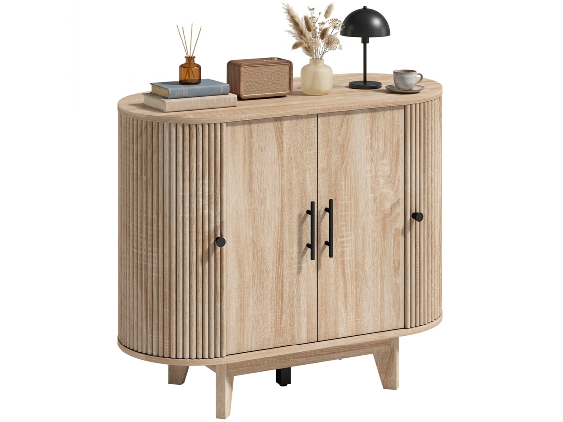Buffet de Sala Oval com 4 Portas e Prateleiras Ajustáveis,90x40x76cm,carvalho BTFORUS