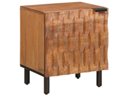 Conjunto 1 Armário De Cabeceira Vidaxl Castanho Madeira De Mangueira Maciça (40 X 33 X 46 Cm)