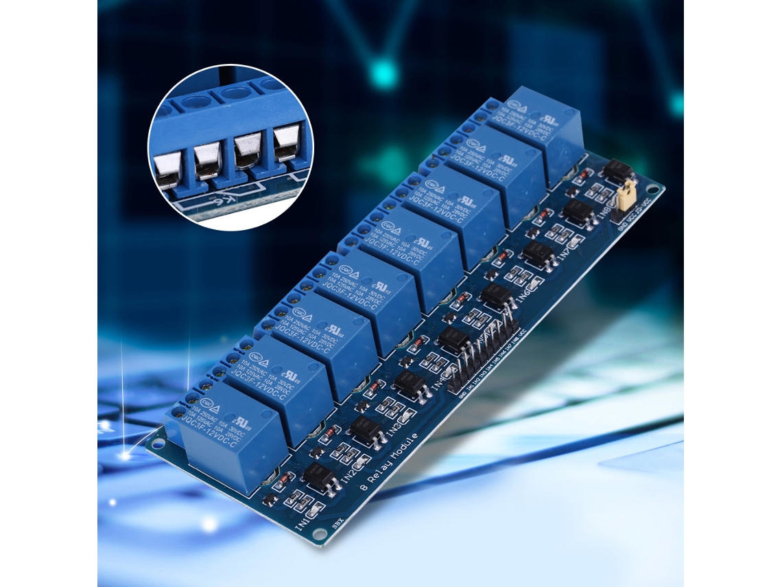 Módulo Relé 8 Canais 12v 10a Com Isolamento Óptico