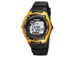 Relógio esportivo infantil à prova d'água com luz de fundo e pulseira macia, amarelo.