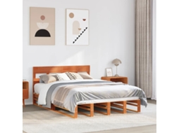 Vidaxl Cama Sem Colchão 160x200 Cm Madeira Pinho Maciço Castanho-mel