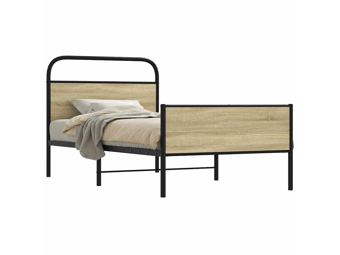 Vidaxl Estrutura Cama S/ Colchão Derivados De Madeira Carvalho Sonoma