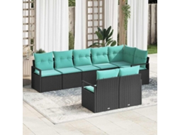 Vidaxl Conjunto De Sofás 8 Pcs Preto Vime Pe