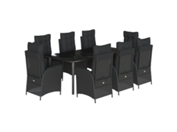 Garden Dining Set, Garden Dining Sets Vidaxl Preto Rattan / Vime (200 X 100 X 74 Cm)
