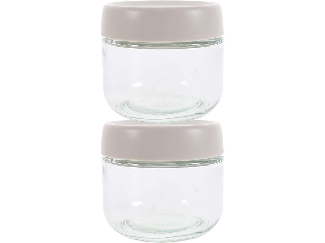 Conjunto De 2 Potes Vidro Herméticos Para Cereais, 280ml, Com Tampa Bege