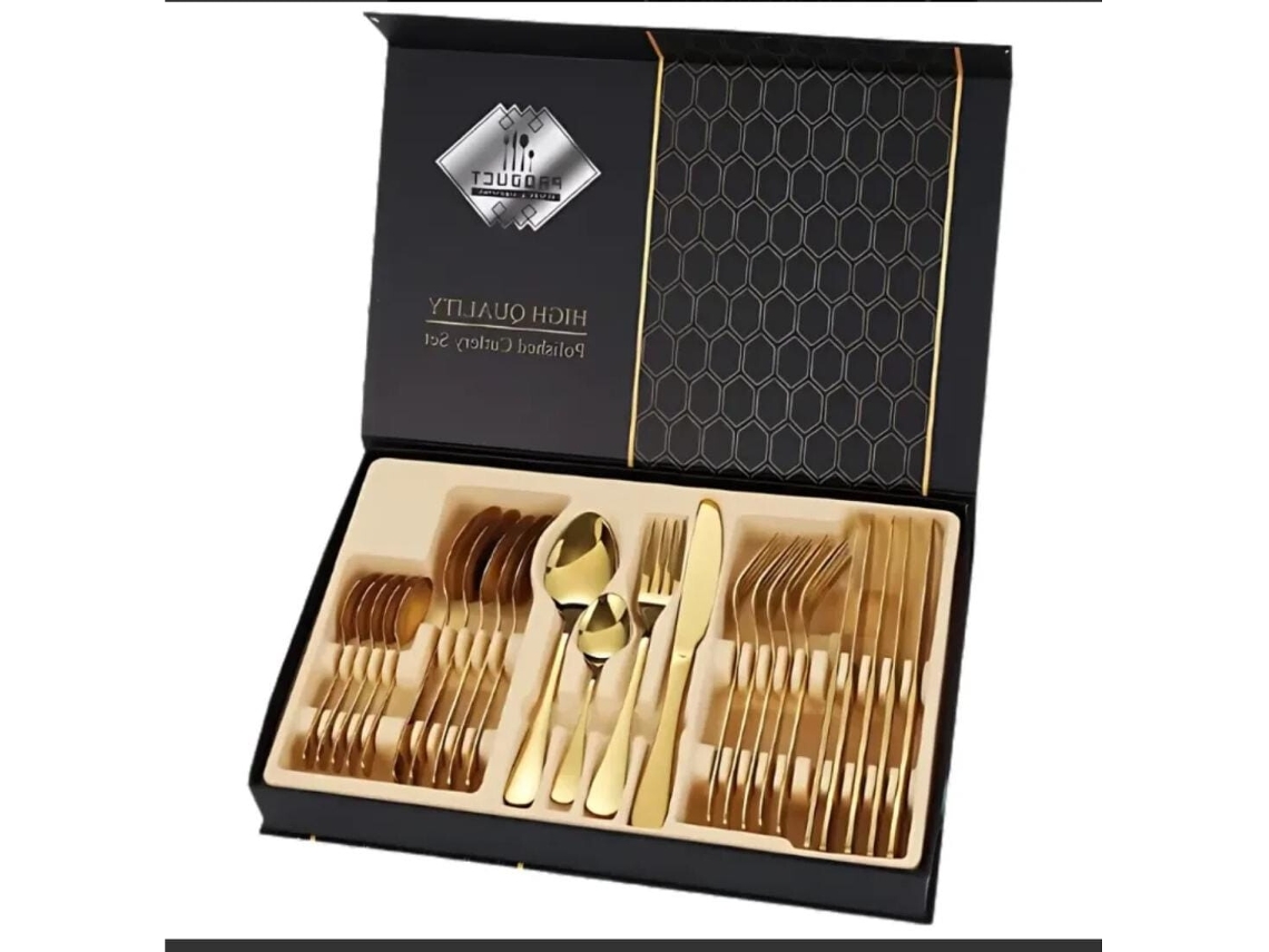 24 Pieces Aço Inoxidável Dourado