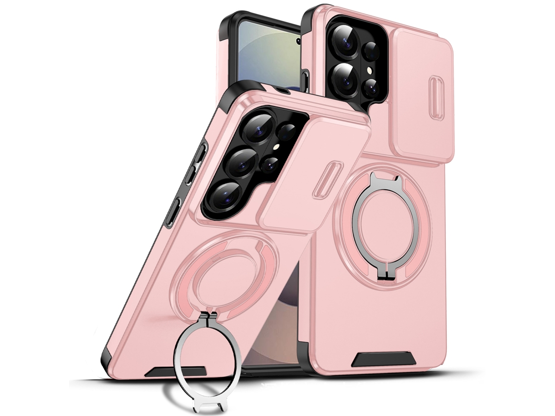 Capa Compatível Com Celular Samsungsung Com Suporte Deslizante Para Janela, Fixação Rosa - Samsungsung A15 5g