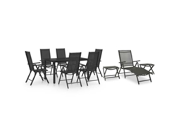 Vidaxl 10 Pcs Conjunto De Jantar Para Jardim Preto E Antracite