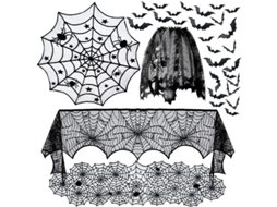 2026-set De 5 Manteles De Halloween Com Encaje De Telaraña Negra Para Mesa Redonda Y Decoración Festiva