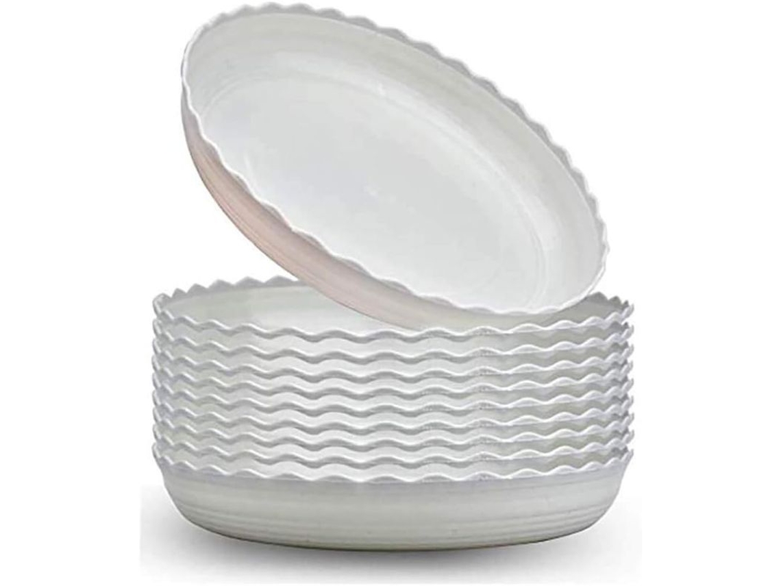 Plato Para Maceta, 8 Peças De Plástico, Para Interiores Ou Exteriores, Branco, Ø 32,5cm