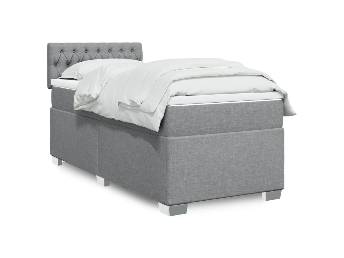 Vidaxl Cama com Molas/colchão 100x200 Cm Tecido Cinzento claro