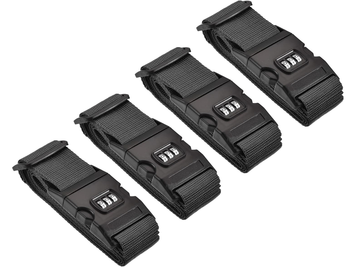 Conjunto De 4 Cintas Bagagem M Meterxity Ajustáveis Com Cadeado Combinação Viagens, Com Fivela, Adequadas