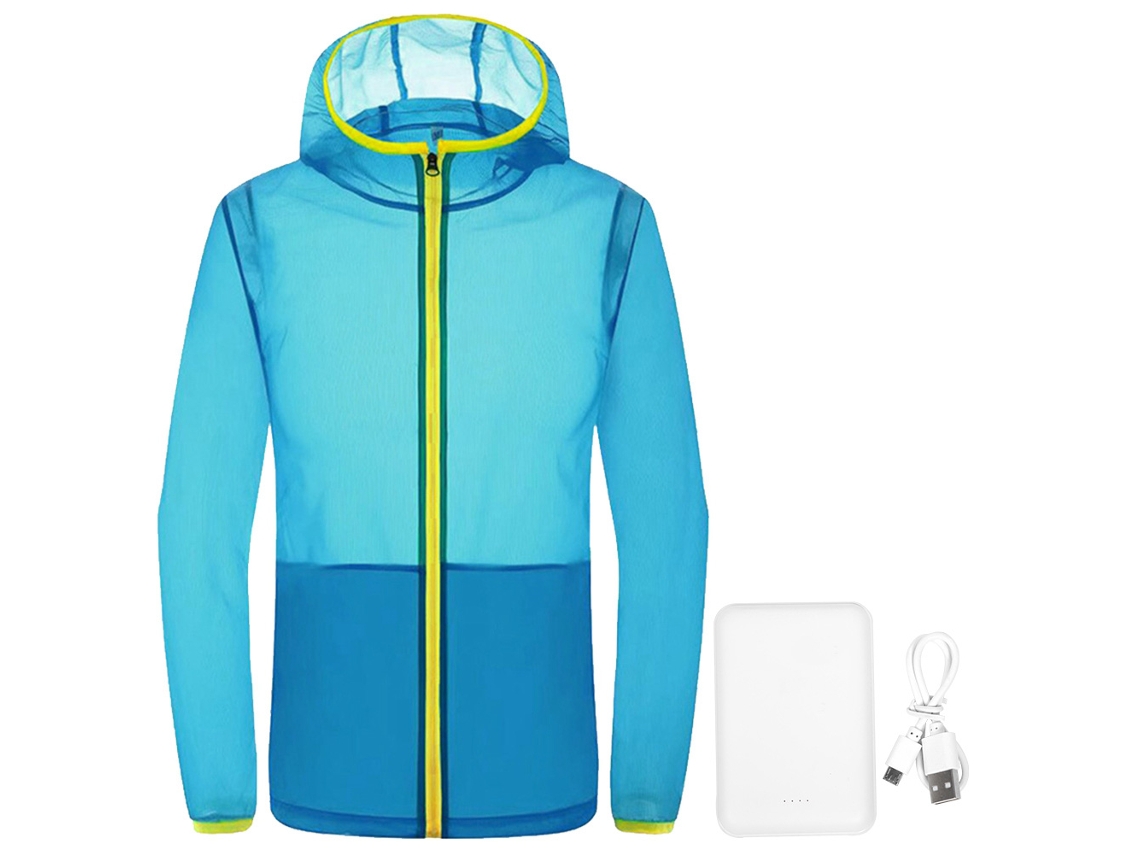 Roupa Uv Proteção Verão Ventilada Usb Azul 3xl