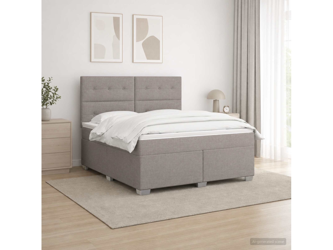Vidaxl Cama Box Spring Com Colchão Cinzento-acastanhado 140 X 190 Cm