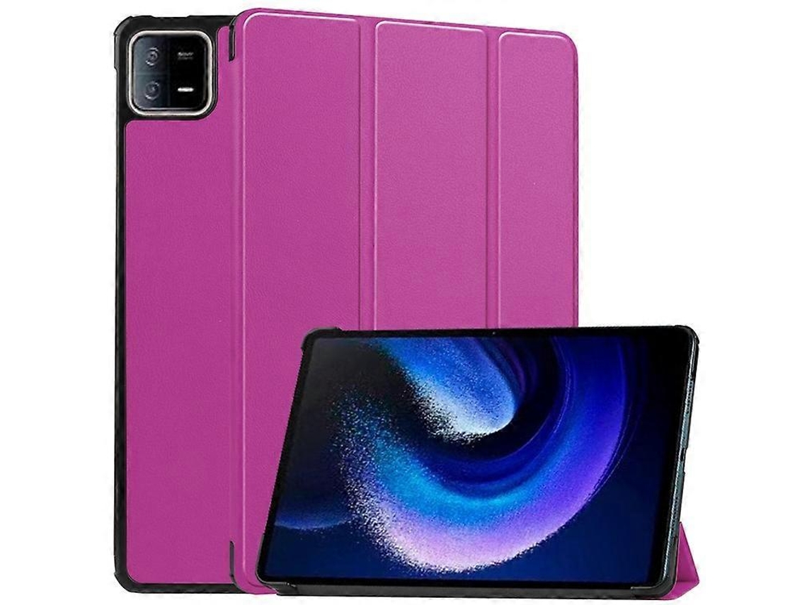 Capa Para Tablet Xiaomi Pad 6 Com Suporte Triplo E Função De Ativação/desativação Automática Em Couro.