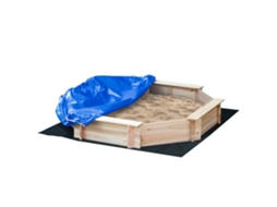 Sol de Areia de Madeira Octogonal. 139,5l X 139,5w X 21,5h Cm 4 Bancos Cobertura da Lona. Piso Não Tecido Incluído Ge