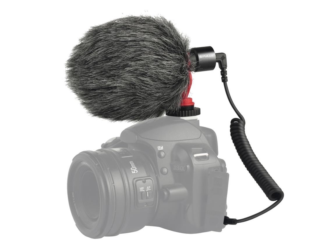 Microfone Shotgun Condensador Profissional De 3.5mm Para Entrevista Em Filmadora Dslr E Dv Preto