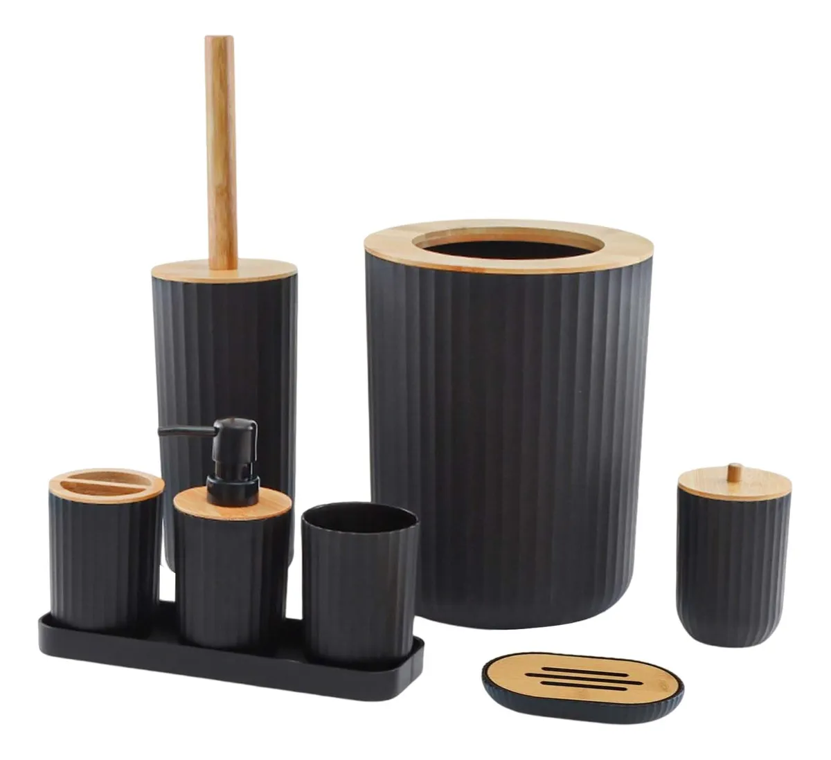 Conjunto De Acessórios Para Banheiro Com 7 Peças Lixeiravayotoy