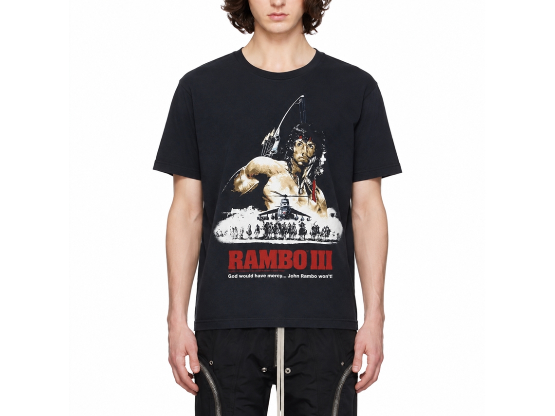 Rockinstone Rambo Movie God Would Have Mercy Navy Adult T-shirt Size:l