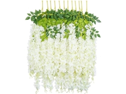 12pcs Guirnalda De Wisteria Artificial 3.6ft Flor De Seda Para Decoración De Boda Hogar Jardín (blanco)