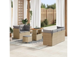 Vidaxl Conjunto De Sofá De Jardim 8 Pcs Bege Vime Pe