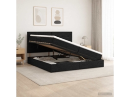 Vidaxl Cama Com Arrumação E Colchão Preto 200 X 200 Cm Tecido