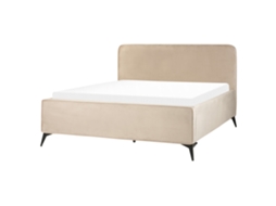 Cama Beliani Valognes De Terciopelo Beige 172x220x1110