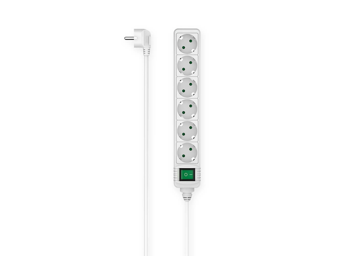 Régua De Tomadas Com 6 Interruptores, Branca, 3, 0 M