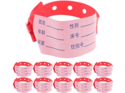 Pulseiras De Identificação Médica Em Pvc Impermeável Para Hospitais, Ajustáveis Para Adultos, Vermelhas, Pacote Com 100 Unidades