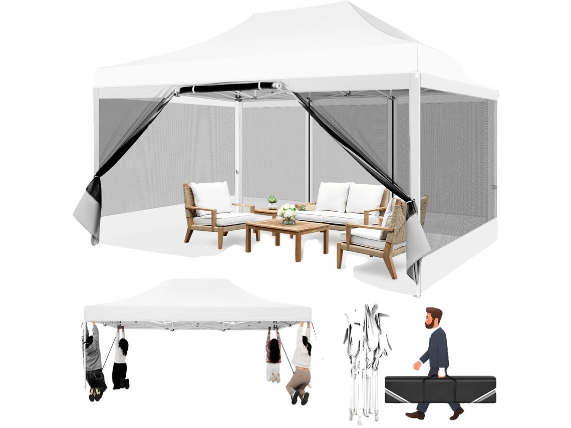 Gazebo, Design Impermeável, Proteção Contra Insetos, Branco