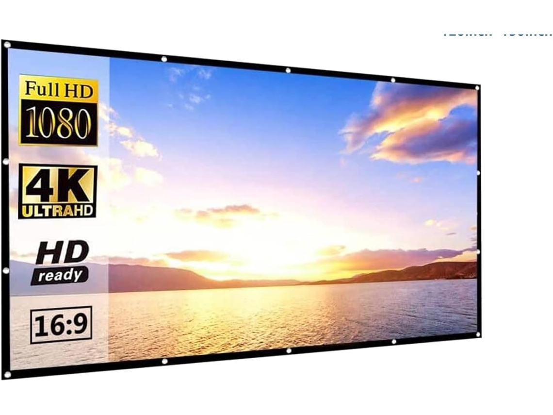 Tela de Projeção 150 Polegadas 16:9 Hd Borda Preta Portátil