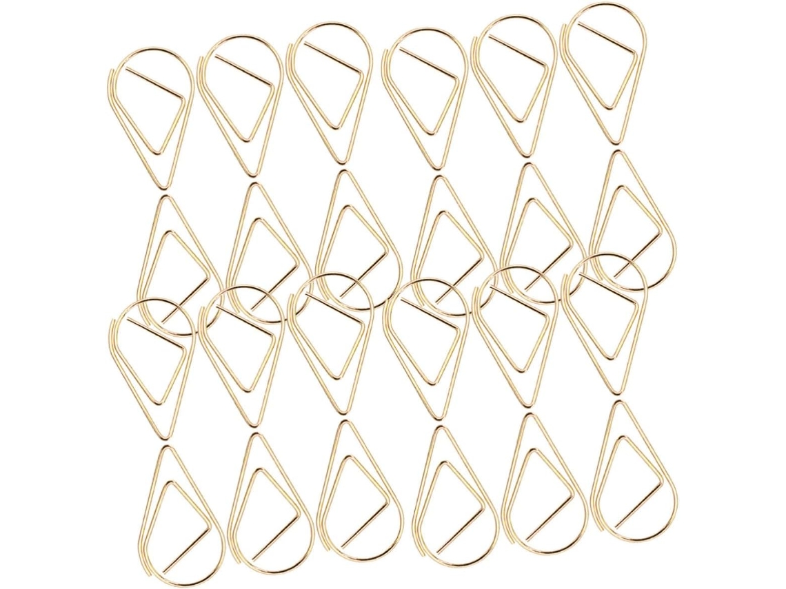 Conjunto de 50 mini clipes de papel Kisangel em metal dourado para mesa e escola, clipes de vários tamanhos, práticos